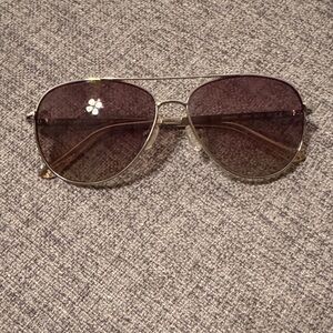 Kate Spade Gold Aviator Sunglasses with Brown Lenses